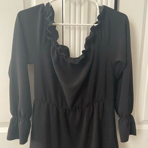 Boohoo quarter sleeve black off shoulder dress